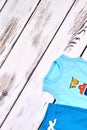 Toddler boy brand summer clothes. Royalty Free Stock Photo