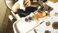 Toddler boy is cleaning table Royalty Free Stock Photo