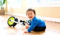 Boy crying after falling off his bike