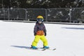 Toddler Boy Dressed Warmly & in Good Safety Gear Ready to go Ski Royalty Free Stock Photo