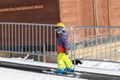 Toddler Boy Dressed Warmly & in Good Safety Gear Ready to go Ski Royalty Free Stock Photo