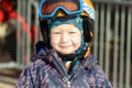 Toddler Boy Dressed Warmly & in Good Safety Gear Ready to go Ski Royalty Free Stock Photo