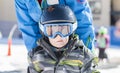 Toddler Boy Dressed Warmly & in Good Safety Gear Ready to go Ski Royalty Free Stock Photo