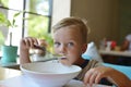 Toddler boy eating soup Royalty Free Stock Photo