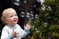 Toddler Boy playing with Bubbles