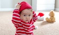 Toddler boy with a winter hat at Christmas time Royalty Free Stock Photo
