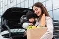 toddler boy pointing at fresh food Royalty Free Stock Photo