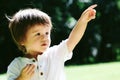 Toddler boy pointing to something Royalty Free Stock Photo