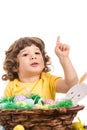 Toddler boy pointing up Royalty Free Stock Photo