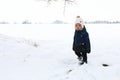 Toddler boy in snow