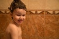 Toddler Boy taking shower bath