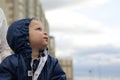 Toddler on building background Royalty Free Stock Photo