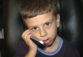 Toddler on Cellphone Royalty Free Stock Photo