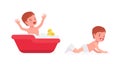 Toddler child, little boy enjoying bath time, crawling Royalty Free Stock Photo