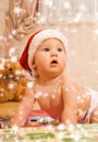 Toddler in Christmas hat