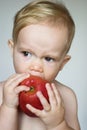 Toddler Eating Apple Royalty Free Stock Photo