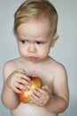 Toddler Eating Apple Royalty Free Stock Photo