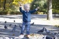 Toddler on a walk in the park. Royalty Free Stock Photo