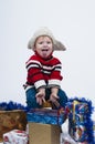 Toddler with gift boxes Royalty Free Stock Photo