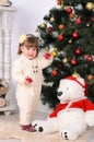 Toddler girl in christmas interior Royalty Free Stock Photo