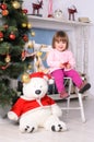 Toddler girl in christmas interior Royalty Free Stock Photo