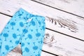 Toddler girl cute summer trousers. Royalty Free Stock Photo