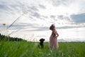 Toddler girl with her cute puppy Royalty Free Stock Photo