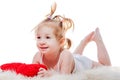 Toddler girl lying in bed Royalty Free Stock Photo