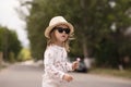 Toddler girl model posing on street Royalty Free Stock Photo