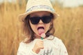 Toddler girl model posing on street Royalty Free Stock Photo