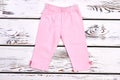 Toddler girl pink stretch capri. Royalty Free Stock Photo