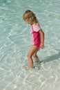 Toddler Girl playing in the pool Royalty Free Stock Photo