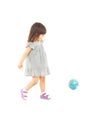 Toddler girl playing with world globe Royalty Free Stock Photo