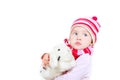 Toddler girl with toy rabbit Royalty Free Stock Photo