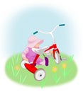 Toddler Girl with Tricycle.