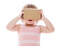 Toddler girl using a new virtual reality headset Royalty Free Stock Photo