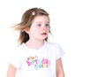 Toddler girl with wind blown hair Royalty Free Stock Photo