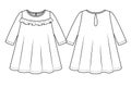 Toddler girls ruffle long sleeve dress flat sketch