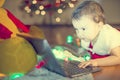 Toddler googling for santa claus