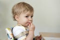 Toddler with hand , foot and mouth disease Royalty Free Stock Photo