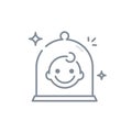 Toddler head icon. The child is protected. Quarantine and isolation of children. Vector.