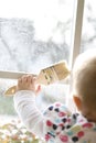 Toddler Holding a Paint Brush Royalty Free Stock Photo