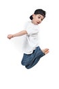 Toddler jumping midair