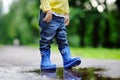 Toddler jumping in pool of water Royalty Free Stock Photo