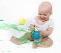Toddler painting over white