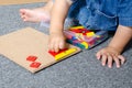 Toddler play with montessori toy