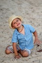 Toddler playing at the beach