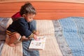 Toddler reading book Royalty Free Stock Photo