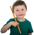 Toddler Schoolage Child Holding Large Pencil.