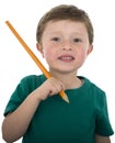 Toddler Schoolage Child Holding Large Pencil.